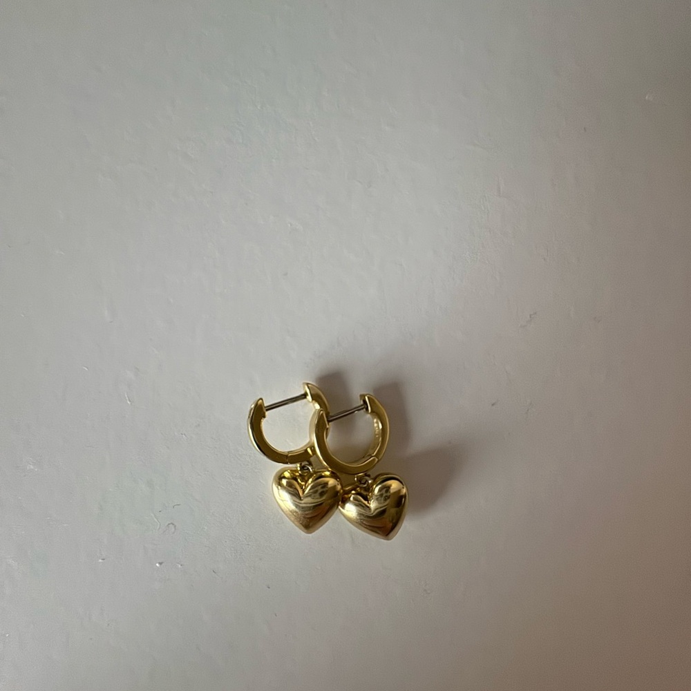 Ana Luisa Jessica Puffed Heart Hoops Gold Drop Earrings - Picture 5 of 5